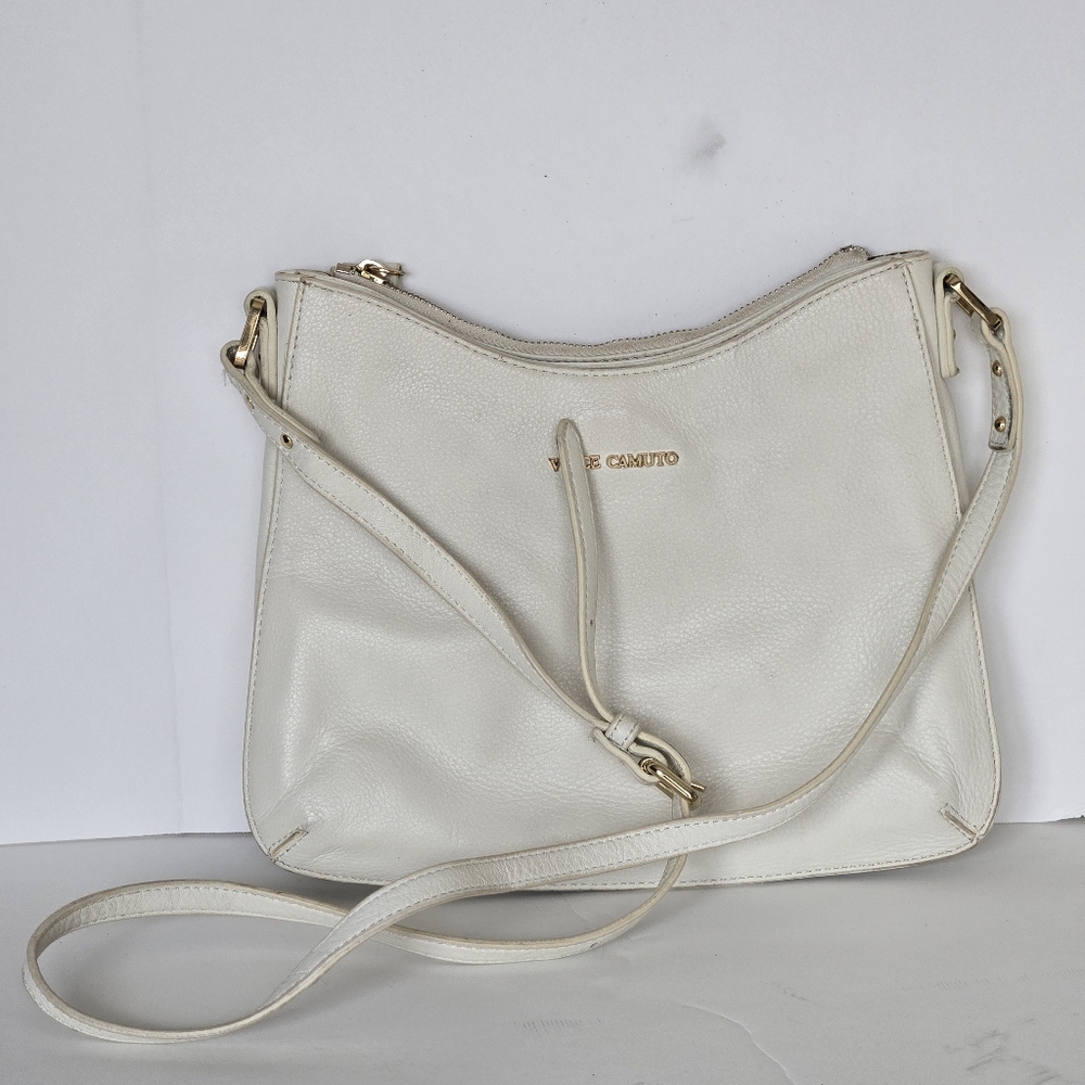 Vince Camuto White Cream Leather Crossbody Bag